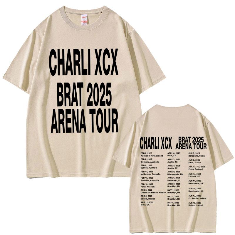 2025 Summer Charli Xcx Brat Arena Tour T Shirts Mens Women Fashion Pop Music Cotton Oversized Short Sleeve Tshirt Streetwear