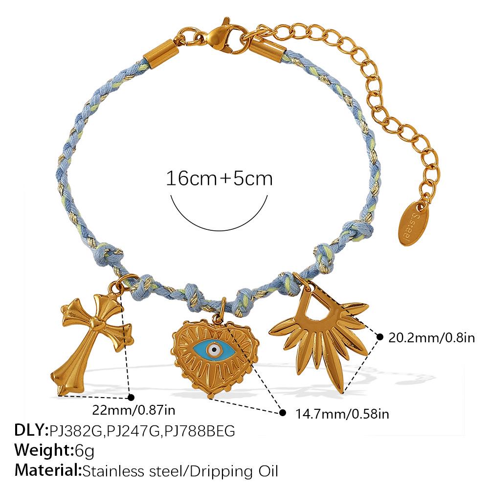 DIY Strandstil Buntes Seil Halsketten- & Armband-Set mit Meeres-Serie Edelstahl-Anhänger