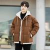 Winter Thickened Warm Cotton-padded Clothes Men's Loose Bread Clothes Trendy Fake Two-piece Hooded Velvet Cotton Jacket