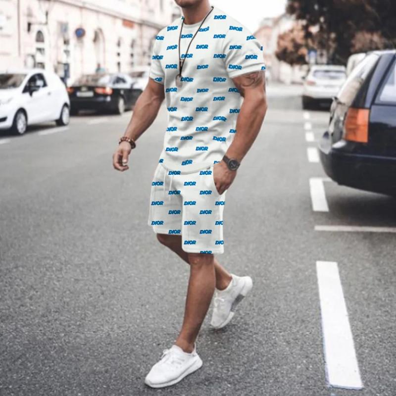 Y2k Summer Street Men's Daily Casual Fashion Loose Comfort Short Sleeve Outdoor Trend Sports Shorts Novelty Stripe Printing