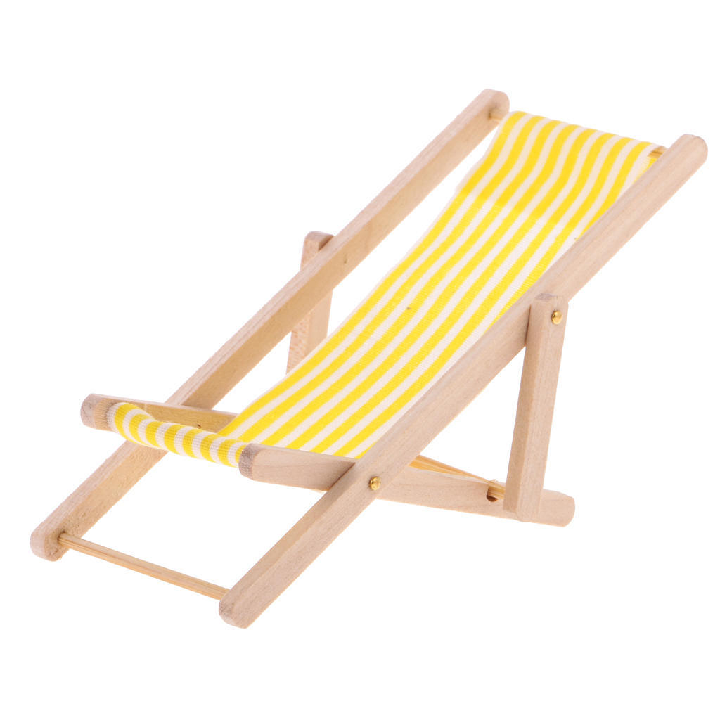 3pcs Striped Garden Folding Lounge Chair 1//12 Dollhouse Miniature Furniture