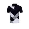 European and American Style Men's Summer Fashion Casual Top Patchwork Polo Shirt Large Size Buttoned Short Sleeve T-Shirt