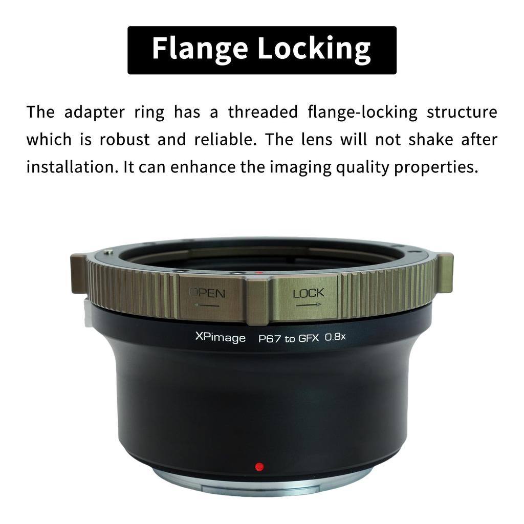 XPIMAGE Optical Focal Length Booster Adapter converts Pentax 67 lenses to Fujifilm GFX cameras 0.8x Reducer/Speed