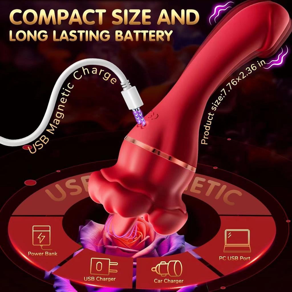 Realistic Tongue Vibrator 10-Speed Clit Licker Silicone Adult Toy for Women Red Stimulator