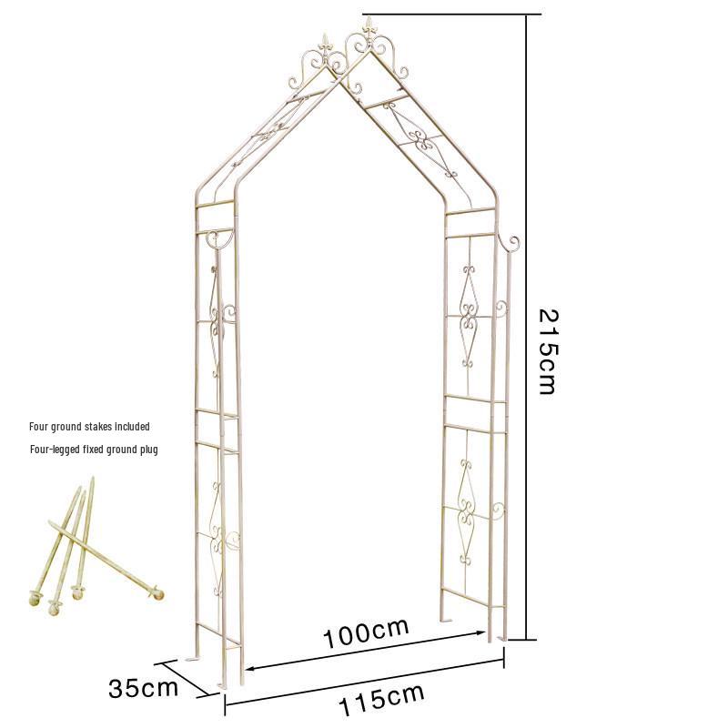 American Wrought Iron Garden Arch Flower Stand & Climbing Frame with Base Tray for Terrace and B&B Decor