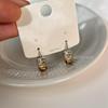 French Retro Tiger's Eye Crystal Round Earrings: Autumn/Winter Gold-Plated Copper Hoops for Women