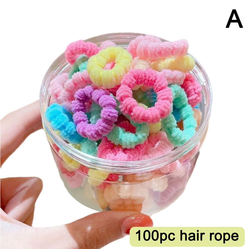 

100 шт./лот, маленькие резинки для волос, цветные эластичные веревки для волос, набор полосок для детей, бесшовные нити для девочек K0G8 colourful-one-size