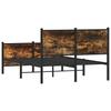 Metal Bed Frame Without Mattress Smoked Oak Finish 120 X 190 Cm