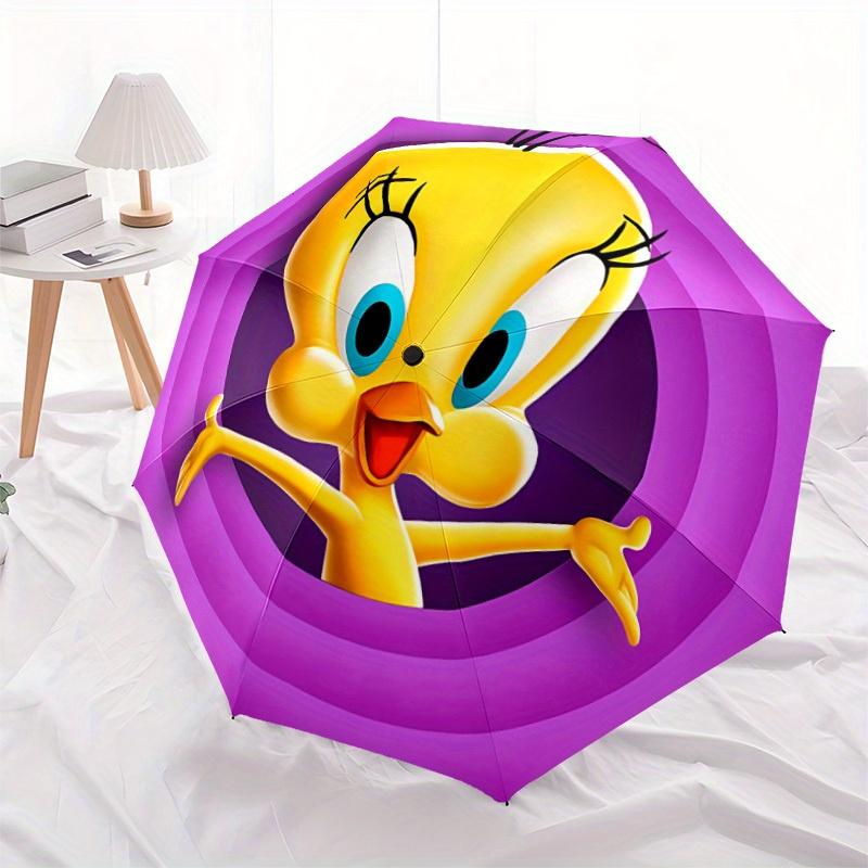 Looney Tunes Tweety Vogel Automatische Open/Sluit Paraplu   Compacte Reisparaplu, 8 Spaken Robuuste Constructie, Ideaal Cadeau, 181