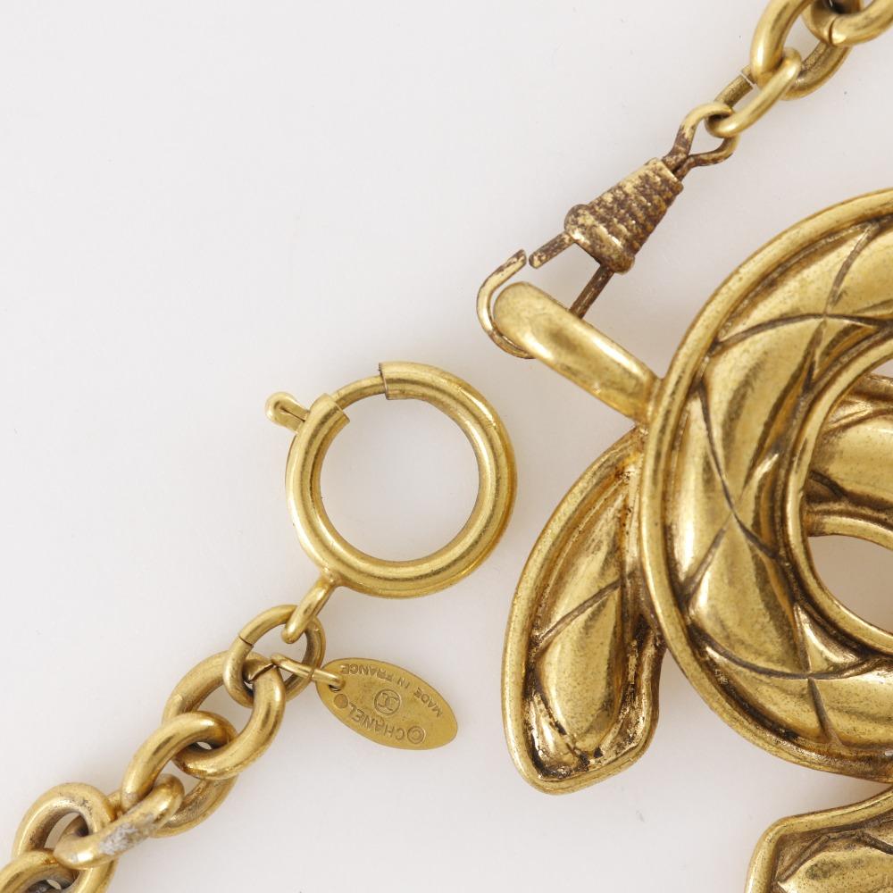 Chanel COCO Mark Necklace Vintage Matelasse Plated Gold 163.3g Women Used