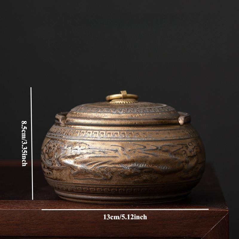 Gold Plated Iron Glazed Storage Jar, Retro Home Living Room and Office Covered Ceramic Jar, Very Beautiful Handmade Craft