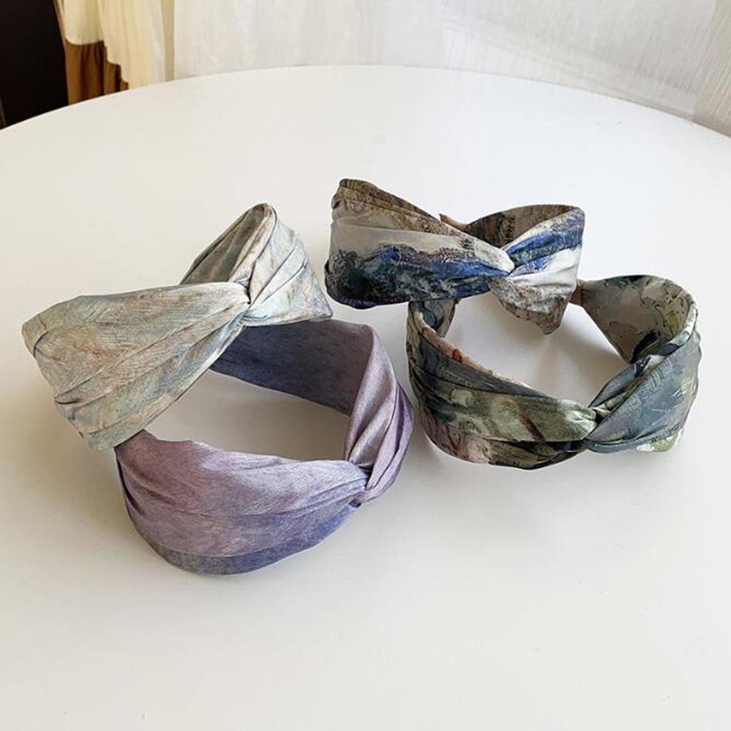 New Fashion Headband For Women Wide Side Hairband Oil Print Headwear Vintage Turban Autumn Hair Accessories