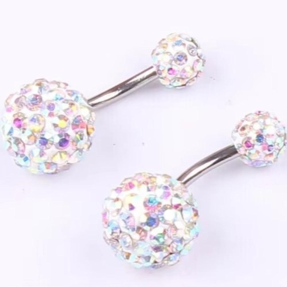 Edelstahl Bauchnabelpiercing mit Edelstein Eleganter Glänzender Körperschmuck Zubehör