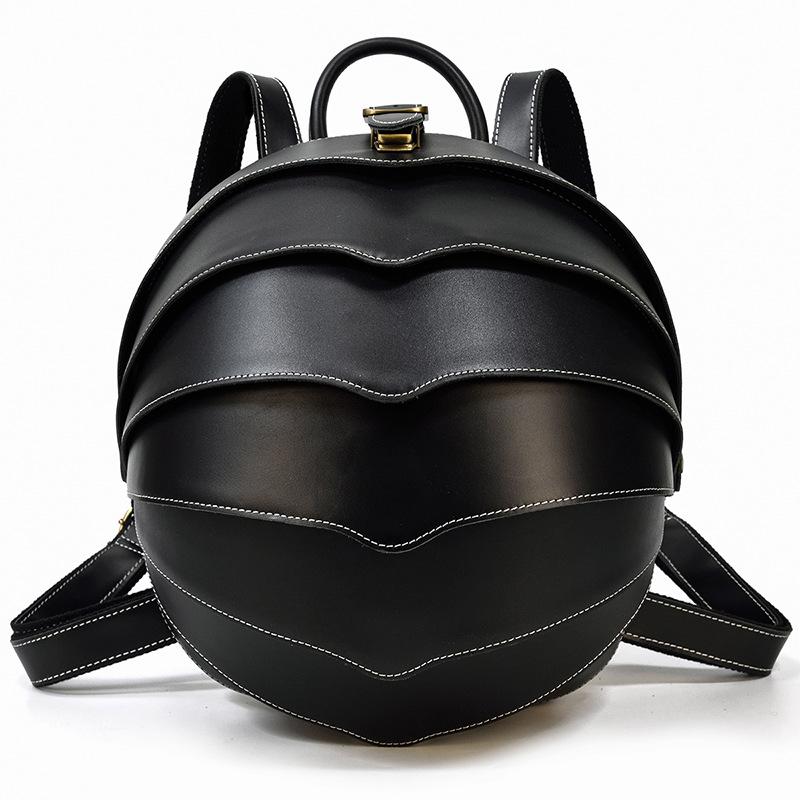 Handmade vintage leather backpack unique design beetles style bagpacks men women unisex fashion backpacks 2026 summer new