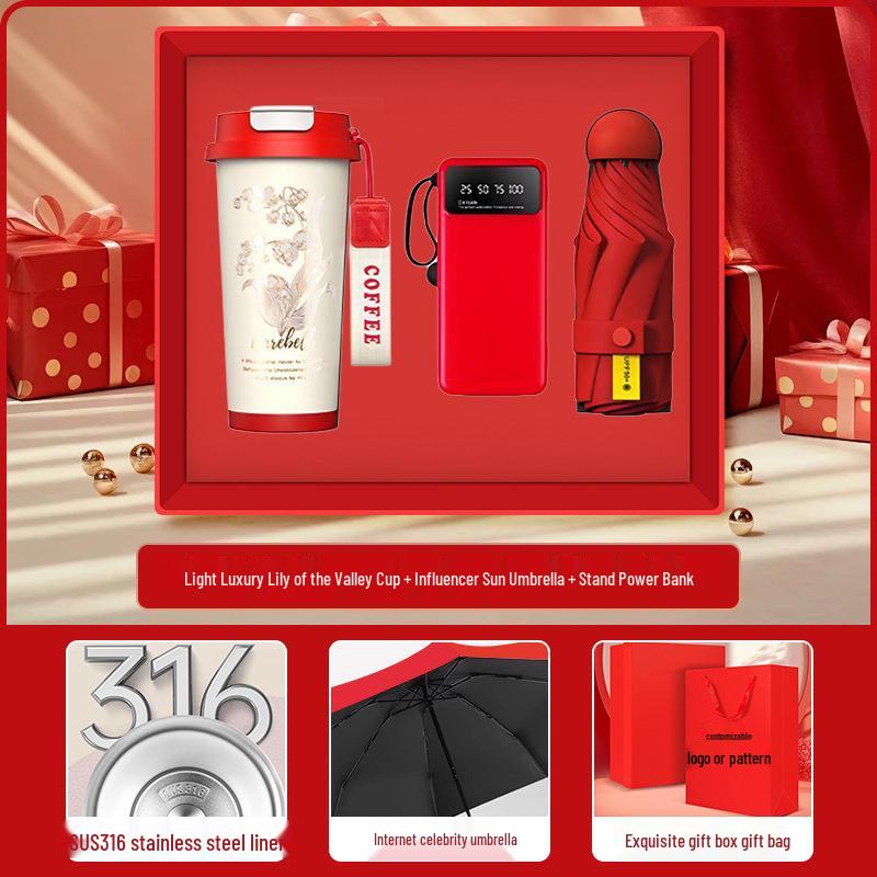 High-End Souvenir Gift Set: Custom Logo Coffee Mug & Power Bank