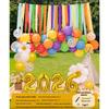 2026 Children's Day Graduation School Decoration: Rainbow Balloon & Ribbon Setup for Outdoor Classroom Camping Atmosphere