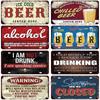 Drinking Beer Licenses Plate Garage Plaque Metal Tin Sign Decorative Car Plate For Living Room Door Club Garage Wall Decoration