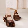 Fashion GKTINOO Retro Genuine Leather Thick Sole Platform Shoes Women 2025 Summer New Waterproof Comfort Round Toe Handmade Sandals