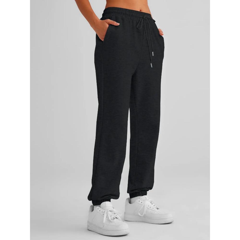 Solid Color Women Pants Pocket Long Women's Cinch Bottom Sweatpants High Waisted Athletic Joggers