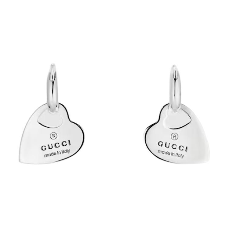 

Gucci Trademark Heart Pattern Shiny 925 Silver Earrings Unisex earrings 796302-J8400-8106 Dust Bag+Box (Random Color),F