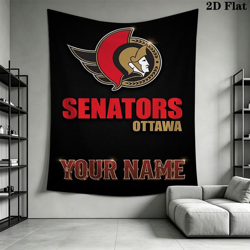 Name Custom Ottawa Senators Wall Tapestry Aesthetic Wall Hanging Printed Fabric Blanket Decorative Tapestries for Bedroom Living Room Home Decor