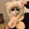 Warm Winter Scarf Bear Plush Hat Scarf Integrated Thickened Ear Protection Hat Cold Protection Lei Feng Hat Two in one