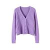 Women's V Neck Knitted Cardigan Short Jacket Loose Long Sleeve Autumn Versatile Outfit Top Sweater