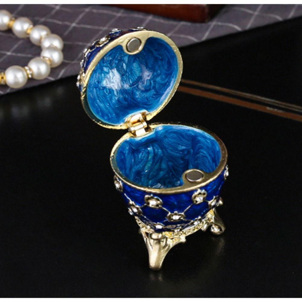 Zinc Alloy Enamel Jewelry Box Hinged Lid Hinged Jewelry Box Egg Trinket Box Jewelry Storage