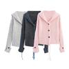 Kaslead New Women clothes Western Style Fashion Simple Asymmetric Ribbon Decorative Knitted Outerwear