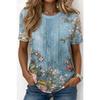 Women's T Shirt Print Ombre Floral Graphic Stylish Classic Casual Short Sleeve Crew Neck Round Neck Regular Tops
