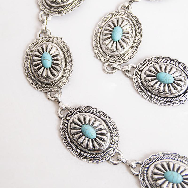 Bohemian Waist Chain for Ladies Vintage Old Inlaid Metal Ladies Fashion Waist Chain Texture Waist Chain
