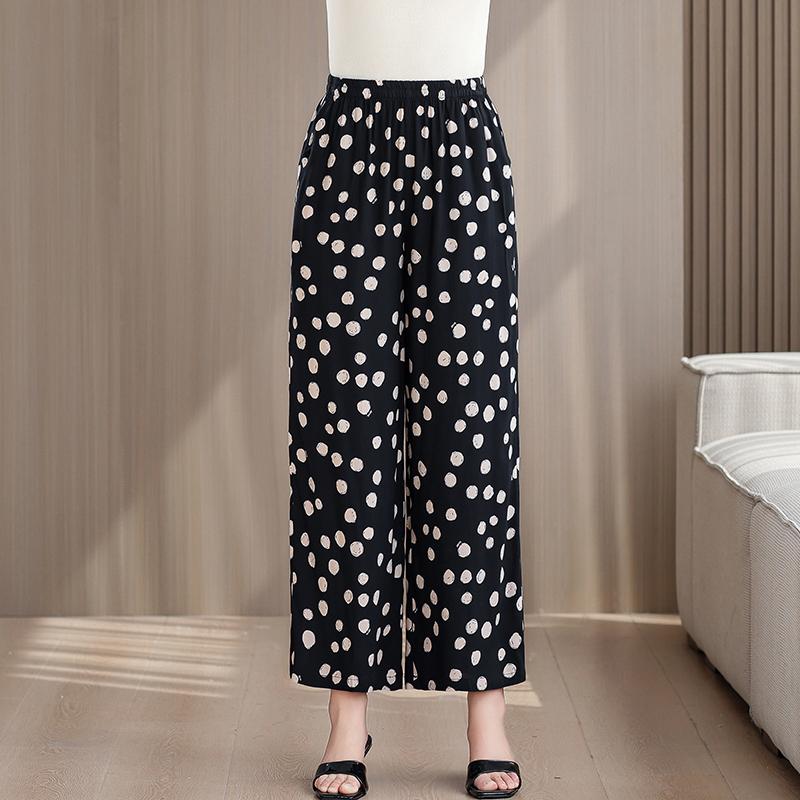 Pantaloni Estivi da Donna Taglie Forti a Vita Alta Larghi Vintage Abbigliamento Elastico in Vita Pantaloni Estivi