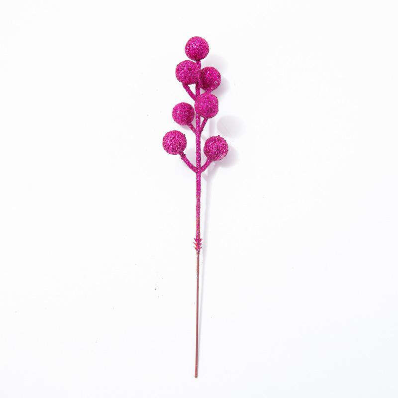 Artificial Red Christmas Picks (7 Stems) with Gold Glitter for Holiday Tree Decorating and Festive Accessories