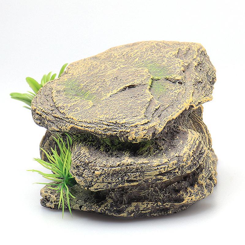 Aquarium Hiding Cave Reptile Climbing Rock Terrarium Stone Fish Tank Decor