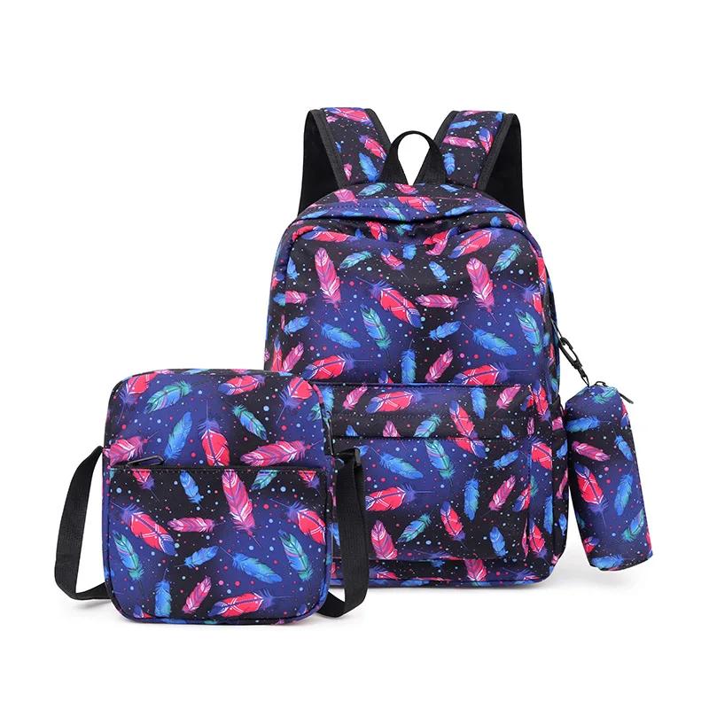 Crossten 3pcs/set High School Bags for Women Boys One Shoulder Bag Backpacks Big Student Travel Bag Men School Backpack Mochila