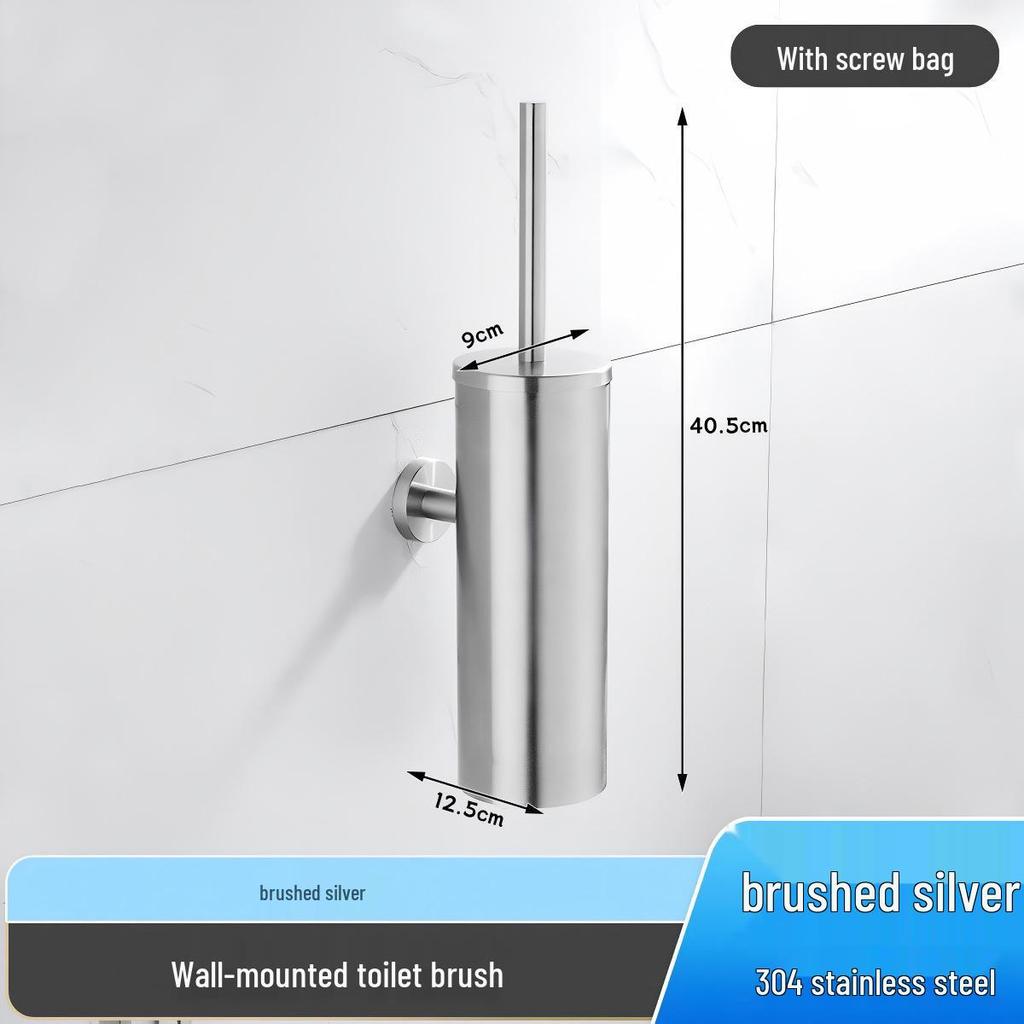 Wall-Mounted Stainless Steel Toilet Brush & Holder Set