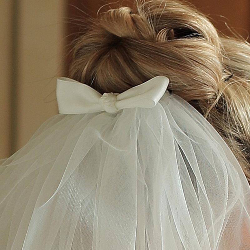 Bowknot Veil for Bride Bridesmaids Wedding Ceremony Veil Wedding Dress Headpiece for Bachelorette Party Bridal Shower