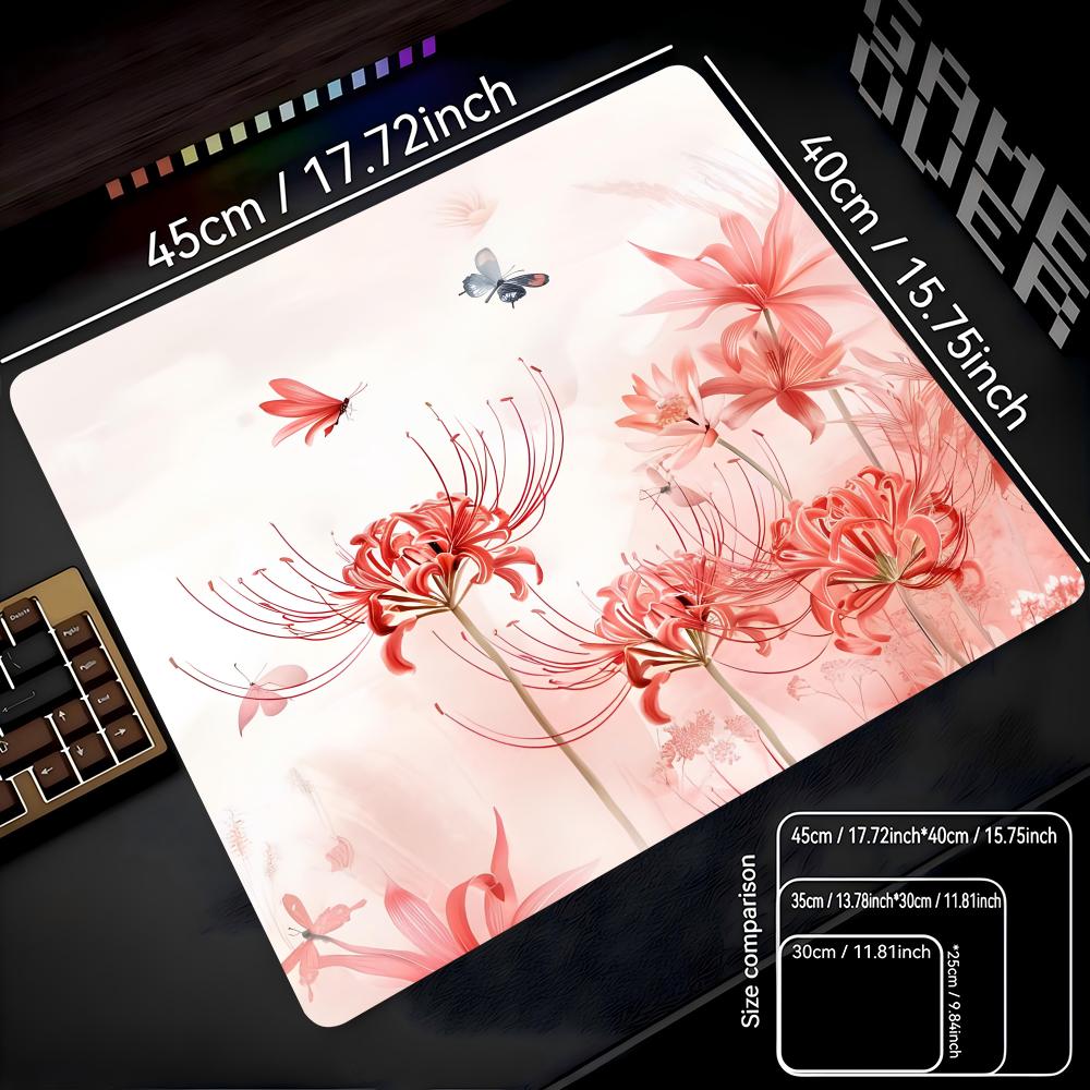Flower Red Mouse Pad Large Square Computer Office Game Table Mats Rubber Anti-slip Mousepads Small Decor Desk Pads XS 250x200mm