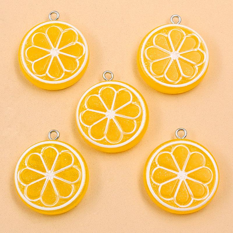 Mixed Style Resin Fruit Pendant Keychain - Kiwi, Watermelon, Lemon