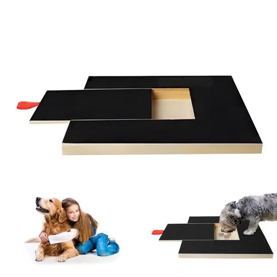 Kratzbrett für Hundenägel mit Leckerli-Box, hölzernes Hundenagelfeilebrett, Snackbox, Hundepfotenschleifer, Selbstkratzbrett für kleine und mittelgroße Hunde