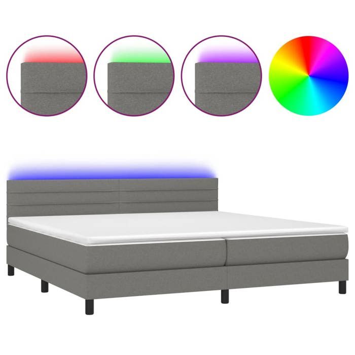 Maison Exclusive - Sommier à lattes de lit et matelas et LED Gris foncé 200x200 cm