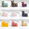 Crystal Rabbit Figurine Gift For Home Office Decor With Natural Gemstone Material