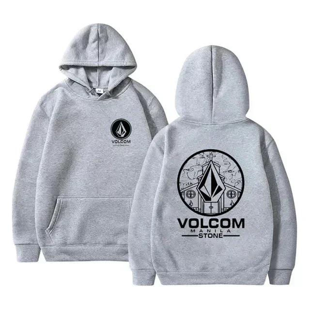 

Men s Fashion Hoodie Volcom Stone Double-sided Print Autumn Winter Fleece Warm Casual Sports Oversized Top Breathable Street Style Adult Sweatshirt XXXL білий