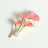 Brooch Pin Enamel Finish Imitation Pearls Ginkgo Leaf Design Zinc Alloy Pin with Gold-Plated Edges Suits Coats Sweaters Badge