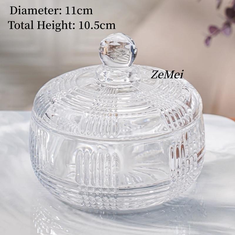 European-Style Crystal Glass Candy Jar,Jewelry Organizer Glass Jar With Lid Aromatherapy Candlestick Container Home Decoration