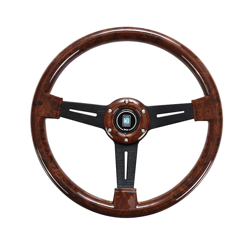 Nardi 14 Inch Wood Grain Racing Steering Wheel 350mm ND Retro Deep Corn Drifting Sport Steering Wheels with Logo Universal