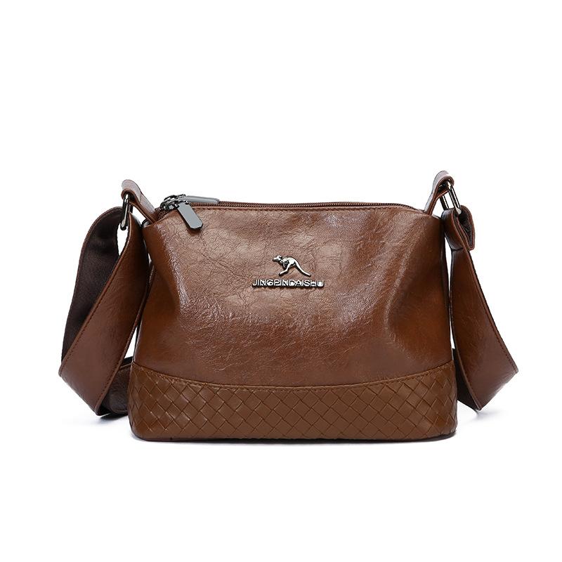New Simple Women's High Quality Crossbody Bag--Multilayer Retro Ladies Handbag Crossbody Texture Splicing Shoulder Bag