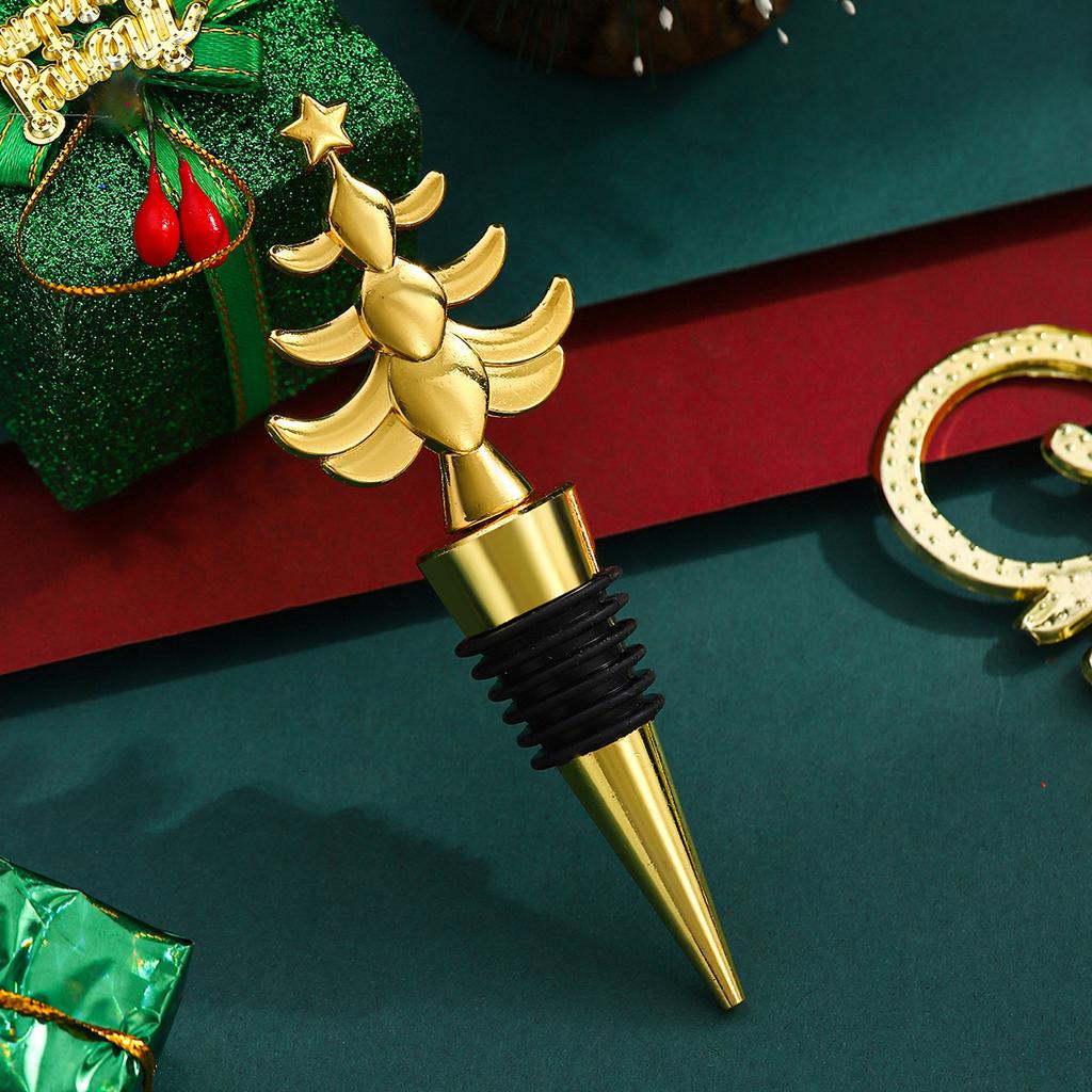 1pc Elk Wine Stopper Expanding Beverage Bottle Stopper Preservation Red Wine Cork Metal Bottle Champagne Stopper Christmas Tree