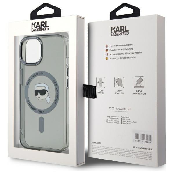 Karl Lagerfeld Klhmp15Shlskik Iphone 15  6.1 Czarny/Black Hardcase Iml Metal Karl Head Magsafe