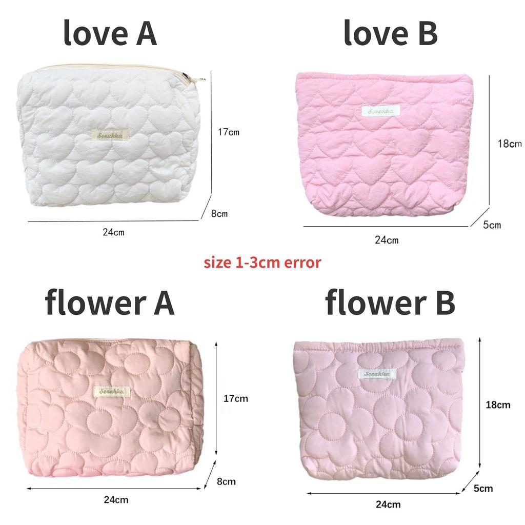 Sweet Flower Women's Quilting Cosmetic Bag Large Capacity Ladies Love Makeup Case Female Travel Storage Bags Clutch Handbags